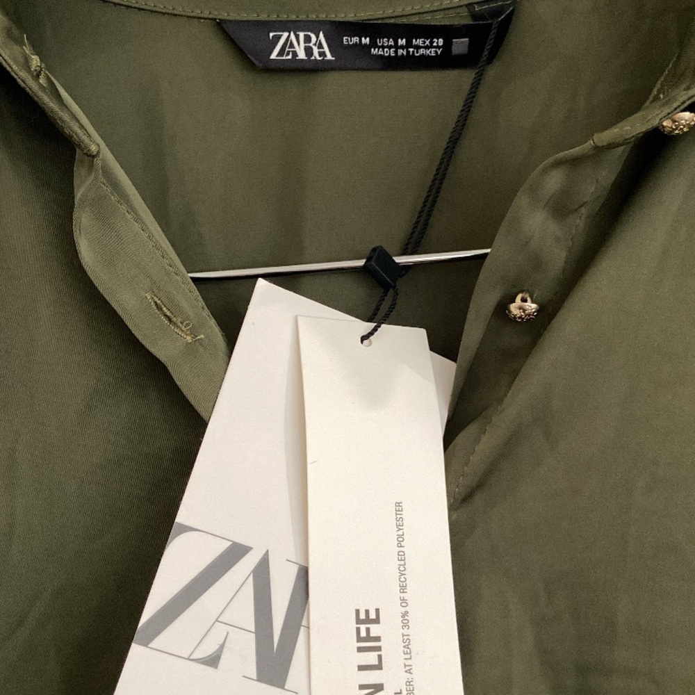 Zara Khaki Long Sleeve Dress - Picture 2 of 4